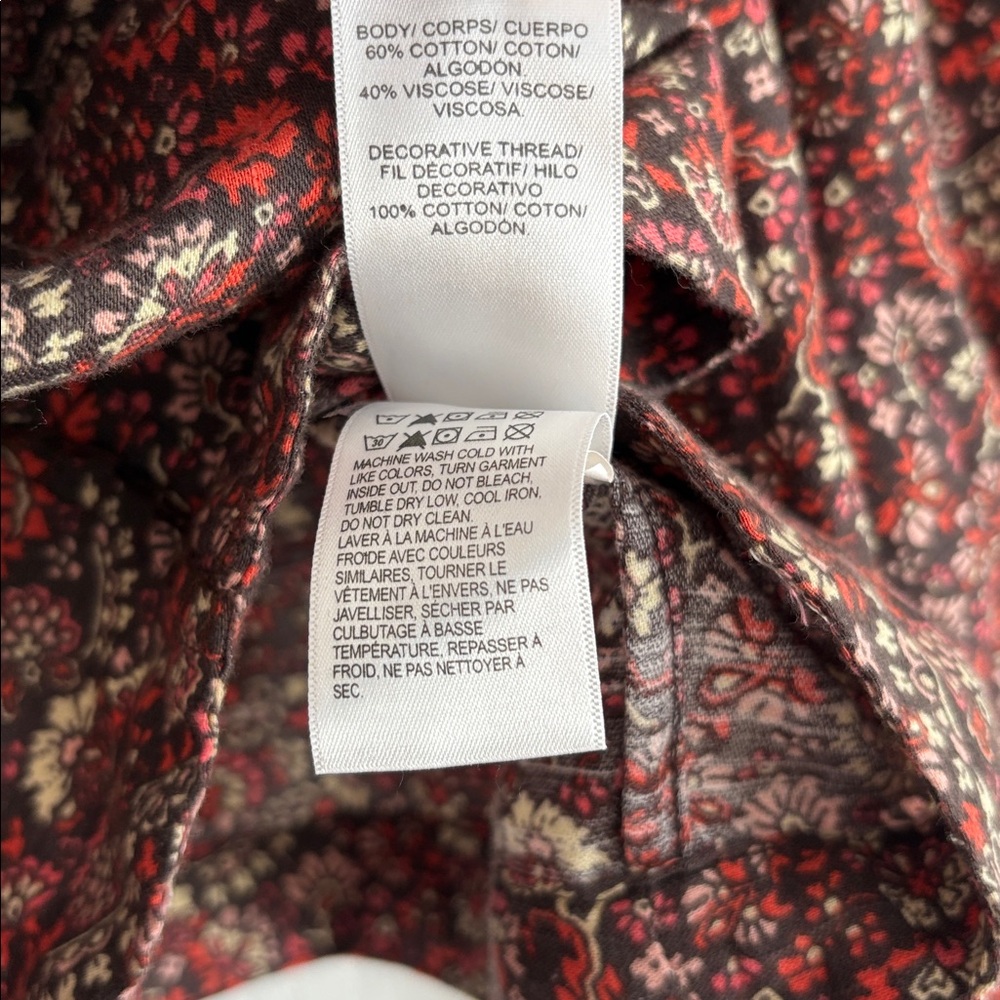 Lucky Brand Floral Printed Smocked Peasant Blouse Top - Picture 9 of 14